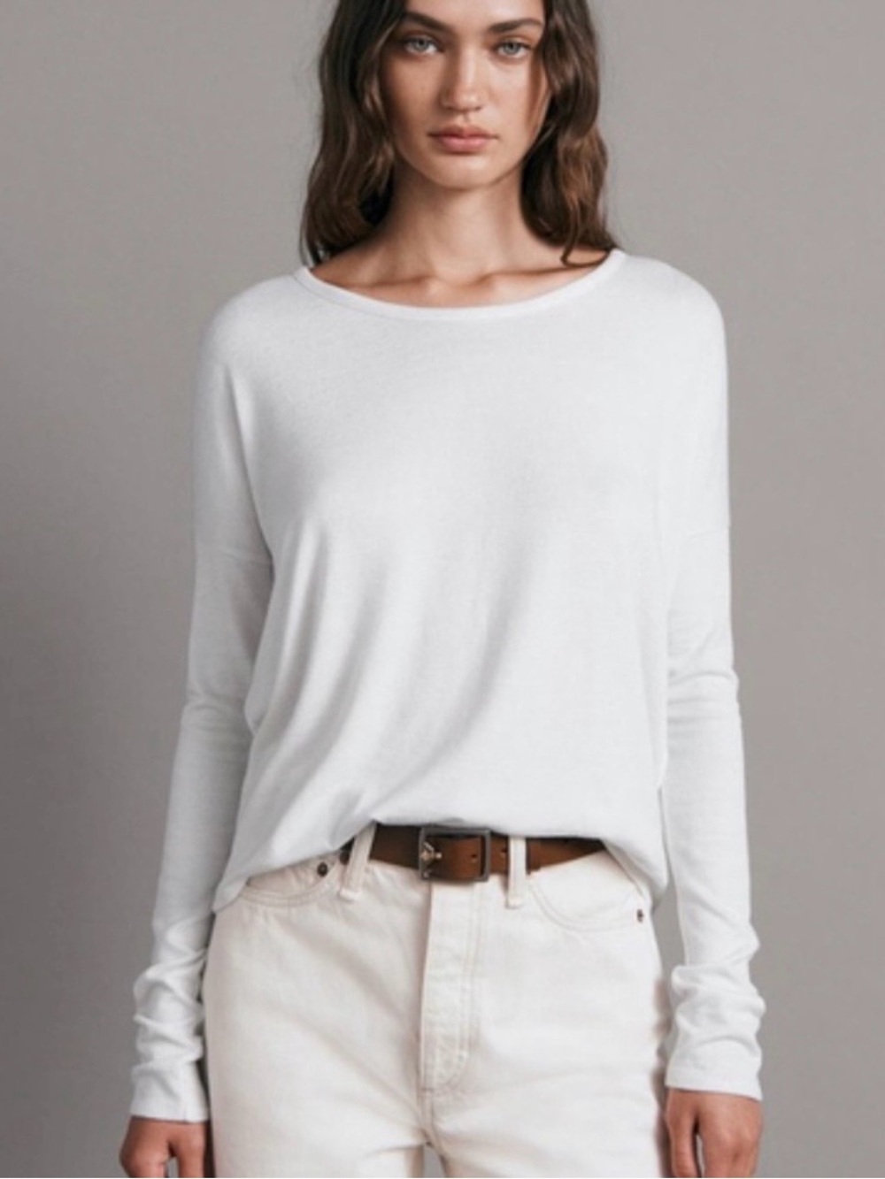 Rag & Bone Knit Long Sleeve Tee White Small